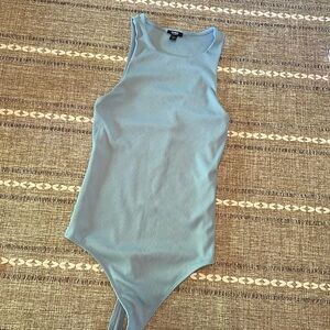 Express Baby Blue Ribbed Contouring Bodysuit.